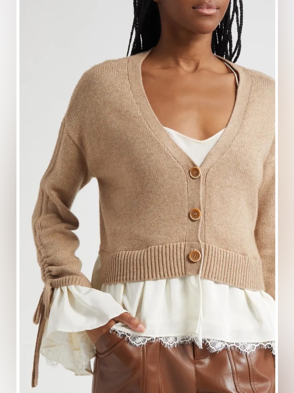 Cinq A Sept Atley Cardigan in Cappuccino/Ivory